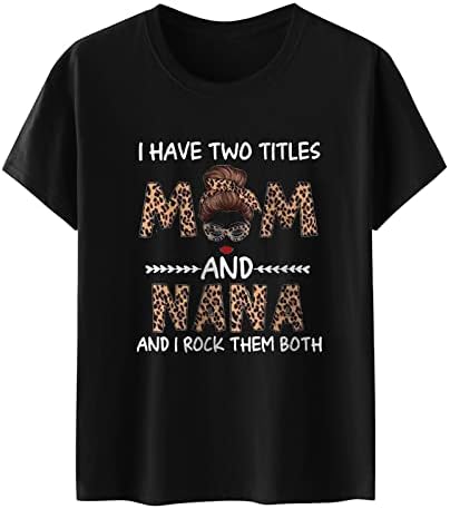 Camisas femininas T-shirt de camisetas da mãe impressa a blusa de camiseta do pescoço redonda do pescoço para a mãe