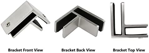 Grampo de suporte de aço inoxidável de vidro a vidro, suporte, suporte, reforço para 1/2 e 3/8 de vidro, acabamento da escova