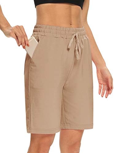 DiBaolong Womens Yoga shorts soltos de cordão confortável Bermuda shorts com 3 bolsos