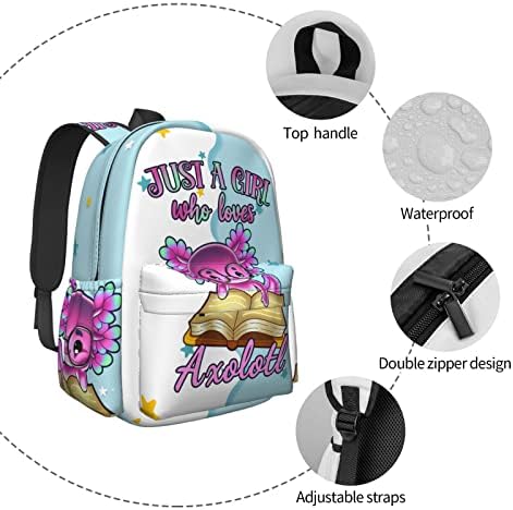 Apenas uma garota adoro axolotl e leia o livro Backpack leve para adolescentes garotas mochilas bookbags Daypack