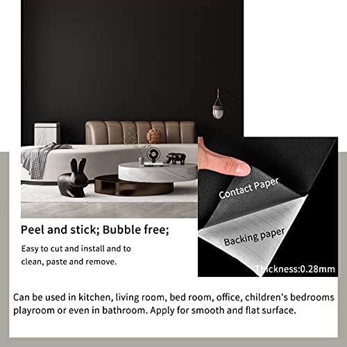 Fuku seg 24 x197 papel de parede preto casca preta e papel de parede de papo sólido preto fosco texturizado adesivo removível