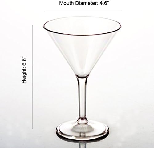 City Point 4 PCs 10 oz Cristal Clear Martini Glass, copo de coquetel de festa de plástico comercial resistente a quebra