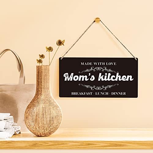 Mom Kitchen sinal de presente Farmhouse de fazenda feita com a cozinha da mamãe da mãe, placa pendurada placa moderna decoração