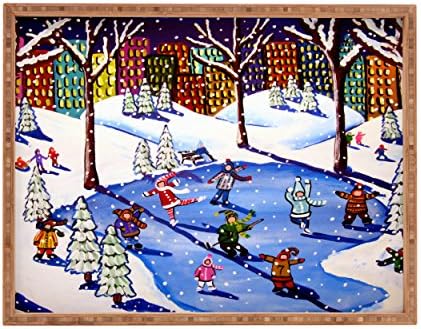 Deny Designs Renie Britenbucher Winter Fun na bandeja retangular interna/externa da cidade, 17 x 22.5