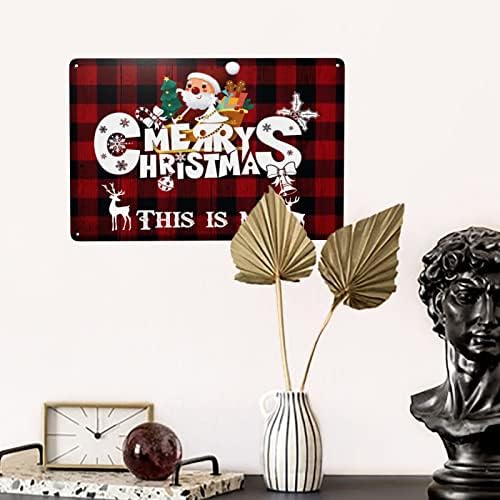 Decoração de parede de Natal Feliz placar de Natal, sinal de porta de natal, sinal de metal pendurado na decoração de festa de café da cozinha de férias de Natal, decoração de cafeteria de cozinha em casa, 8x12 polegadas.