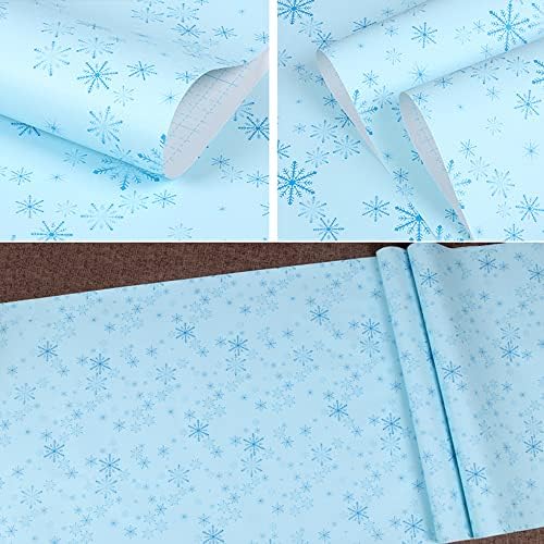 Lineador de prateleira de Yifasy Blue Snowflake Auto-adesivo Gabinete de papel Linha de papel Organizadores da estante