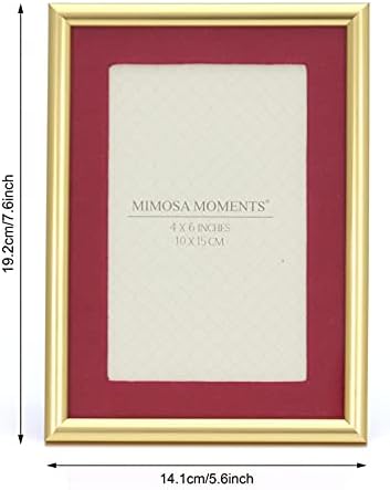 Mimosa momentos 5x7 moldura de imagem de Natal em tons de ouro emaranhado com tapete de tecido de veludo vermelho 4x6