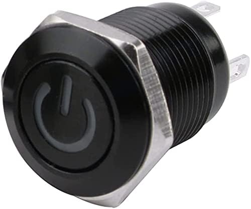 Scruby 12mm de botão de botão de metal preto oxidado de 12 mm com lâmpada LED Momentary trava PC Power interruptor 3V 5V 6V 12V 24V 220V