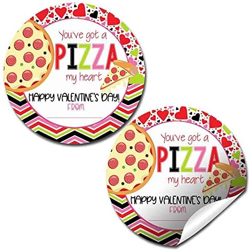 Piece do meu coração divertido pizza com tema de festa dos namorados favorece rótulos de adesivos para crianças, adesivos de círculo