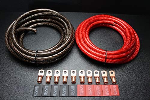 0 Fio de bitola 10ft vermelho 10 pés preto bateria brilhante 10pcs cobre 3/8 anel térmico