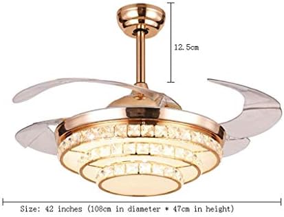 Fãs de teto moderno com lâmpada pendente de luz 42 / 108cm metal fã moderno cristal fã invisível luz europeia sala de estar