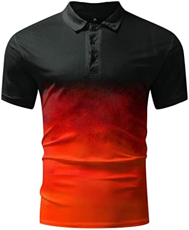 Camiseta de manga curta de gradiente masculino verão de 3 botões de lapela polo pólo umidade wicking atlético camiseta casual
