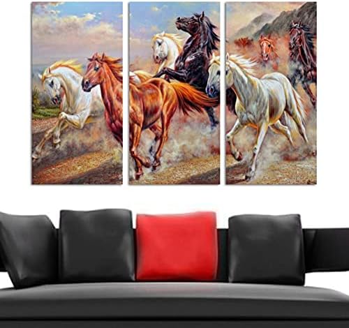 Arte de parede para sala de estar, Pentium Horse emoldurado Decorativo Pintura a óleo Conjunto de arte moderna, pronta para pendurar 20 x40