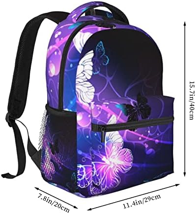 Psvod Backpack Backpack Backpack de lazer de borboleta brilhante, leve e portátil, adequado para a escola, trabalho, férias de fim de semana, viagens, 7.8x11.4x15.7 polegadas