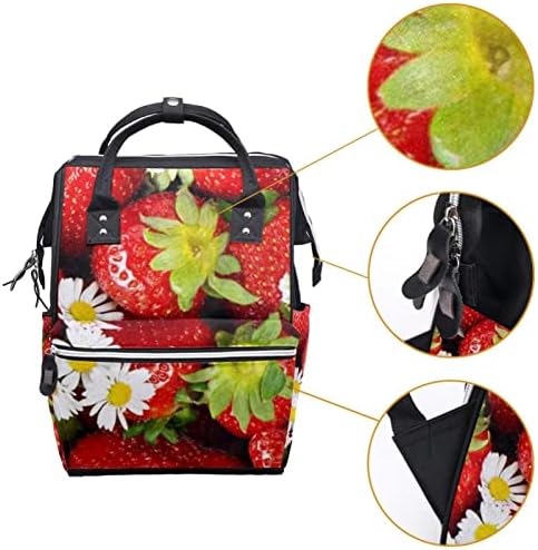 Mochila VBFOFBV Backpack de Bolsa, Bolsas de Nappha Bolsas de Viagem Multifuncional, Unissex e Elegante, Fruta Morango Flor