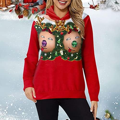 Melas de Natal feias para mulheres Hoodies engraçados Pullover de férias de Natal divertido e foos de férias para festas