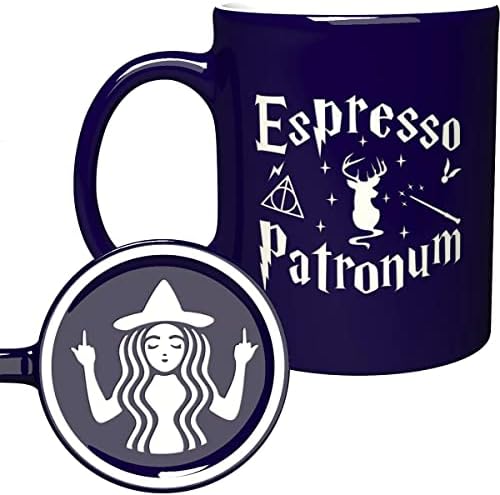 NM NextMug Grated Ceramic Blue Coffee Caneca - Espresso Patronum com Design de Bottom Funny - 11 FL.OZ - Inspirational