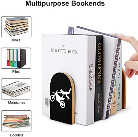Bike motocross Bike Livros Livros de madeira estampa decorativa Ends para Shelve pack de 1 par