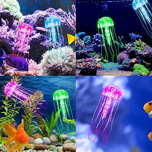 Decorações de tanques de peixe empolgado, 4 peças decorações de aquário luminoso