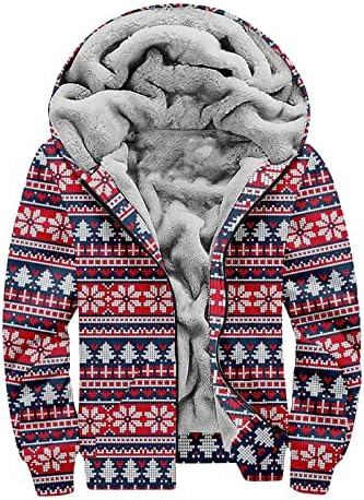 Hoodies gráficos para homens, unissex plus size capuz de Natal com zíper estampado com zíper sherpa forrado moletom