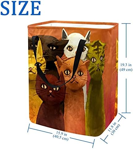 Seis gatos cestas de lavanderia cesta de pano grande cesta de sacos cesto de roupa dobrável cesto com alças