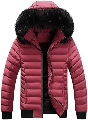 FSAHJKEE MENS MEN JACETAS MENINAS, Autumn e Winter Fleece Roupfits Long acolchoado jaqueta com capuz de casaco de cor de cor sólida