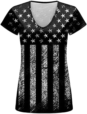 4 de julho Camisas para mulheres de verão Casual American Flag Tshirts Camisetas de manga curta listras em Vizetas de Tie-Dye