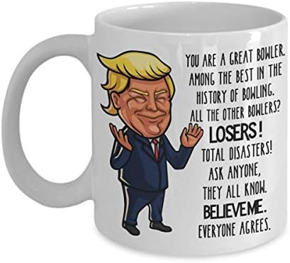 Trump Bowler Caneca para os amantes do boliche Funny Coffee Comment Comentário de chá de chá Presentes para homens e mulheres