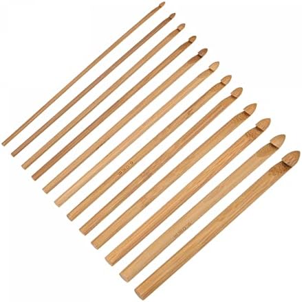 Uxcell Wooden Bamboo Crochet Hook Conjunto de agulhas de tricô de 3 mm a 10 mm para fios de artesanato diy