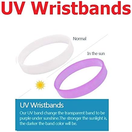 100 peças UV Silicone Wrist Bracelet muda a pulseira transparente para ser roxo ou azul sob o sol 190122mm para estudantes