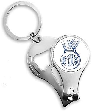 Blue Football Championship Medal Nipper Ring Ring Key Chain Bottle Abridor