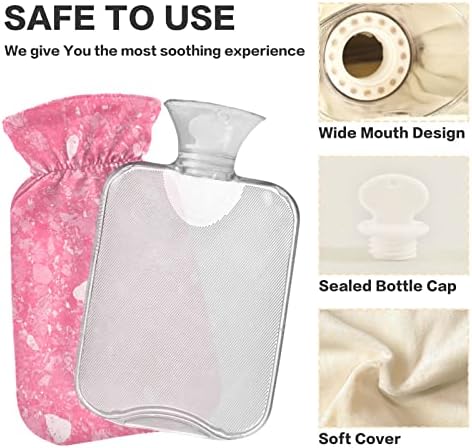 Garrafas de água quente com capa lindas cor branca em mármore rosa bolsa de água quente para alívio da dor, artrite dos músculos