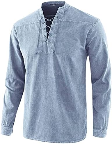 Camisas hippies de manga longa masculina Casual v pesco