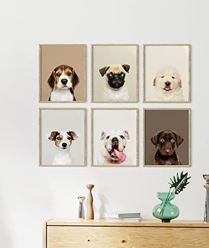 Conjunto engraçado de decoração de parede de cães de 6 pôsteres de animais decoração de parede de berçário para