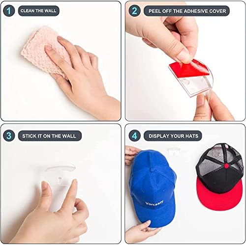Ganchos de chapéu adesivo vorceary para parede - design minimalista de rack, forte e sem perfuração, organizador