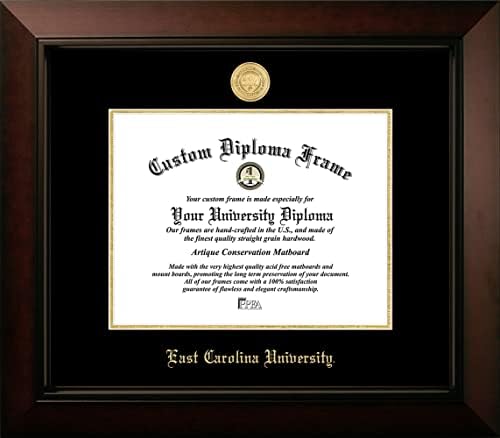 Imagens do campus Universidade da Carolina do Leste 14W x 11h Legacy Black Cherry Gold Gold Gold Diploma Frame