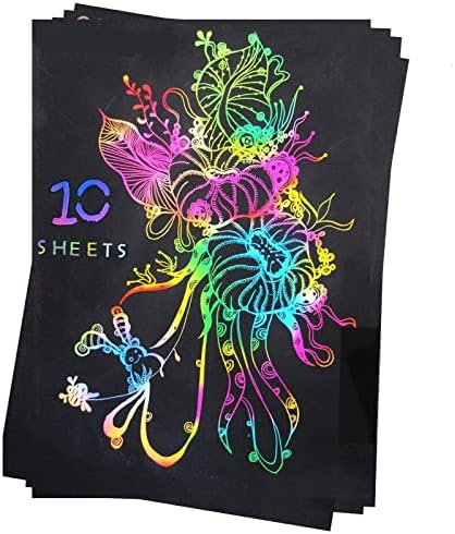 Conjunto de arte de papel de arranhão, 10 peças 32k Tamanho 7.6x5,7 polegadas Rainbow Color Magic Scratch Painting Papers for Kids Notes Boards Sheet