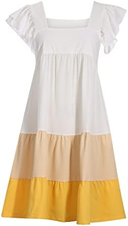 Vestido de bloco colorido para mulheres - vestidos de camiseta para mulheres algodão casual de verão