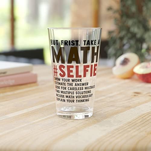 Cerveja de vidro de cerveja 16oz Funny Math Math Professores Lição Sarcastic Gags Linha homens homens Matemáticos humorísticos declarações de selfies