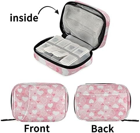 Valentine Heart Pill Case Bag Pill Organizer Box com zíper portátil Vitamin Fish Oil Medicine Case para Business Business