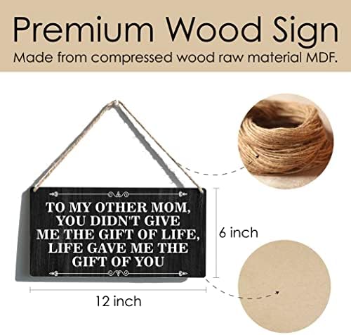 Bonus Mom Sign Gift Farmhouse para minha outra mãe Você não me deu o presente de madeira pendurada placa placa decoração de arte de