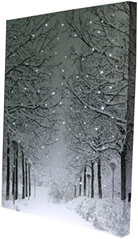 Criações inteligentes 16 x 12 polegadas de Natal Led Wall Canvas Arte Decoração de casa, Cena de inverno com bateria iluminada,