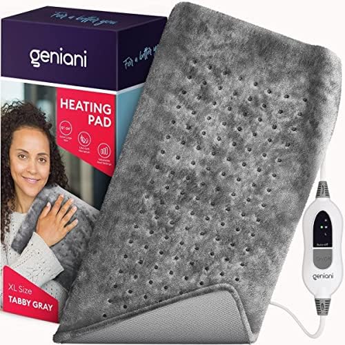 Almofada de aquecimento elétrico de Geniani para dor nas costas e cólicas alívio 12 x24 e almofada de aquecimento por microondas