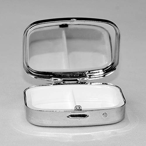 Lemuroidea Square Mini Pill Case com Mirror Travel Friendly Portable Compact Compact Compartments Pill Box