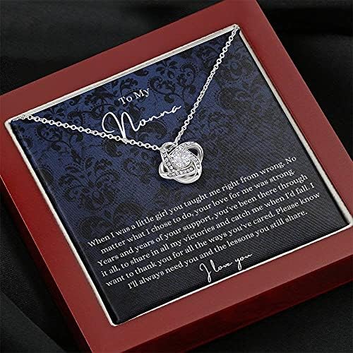 Jóias de cartão de mensagem, colar artesanal- Presente personalizado Love Knot, para meu colar de presente nonna Nonna apresenta