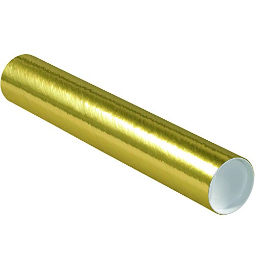 Tubos de correspondência de ouro aviditi com tampas, 3 polegadas x 18 polegadas, pacote de 24, para remessa, armazenamento,
