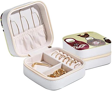 Mini Jóias portáteis de viagem Caixa de joias para anel, pingente, brinco, caixa de organizador de colar, presentes de aniversário adoráveis ​​bonecas russas