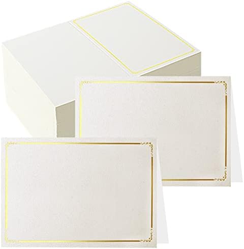 70 PCs Coloque cartões em branco Cartão de assento de banquete em branco com moldura de papel alumínio, coloque cartões para configuração de mesa, cartões de acompanhante, cartões de nome, cartões de casamento para casamento, mesa, jantar, 2,5 x 3,75