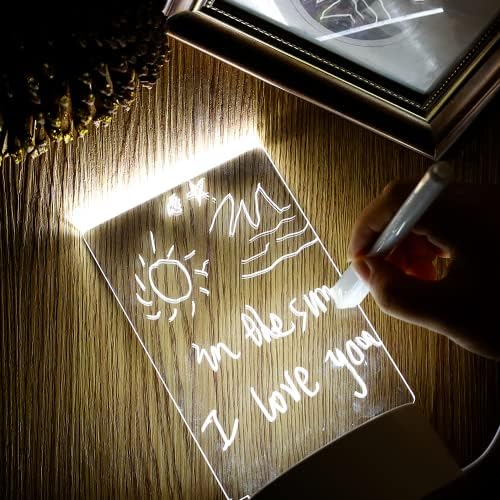 Creative LED Luminous Bloco de Mensagens Reescritas com luzes LEDs USB Power Night Light Whiteboard Presentes Infantis do