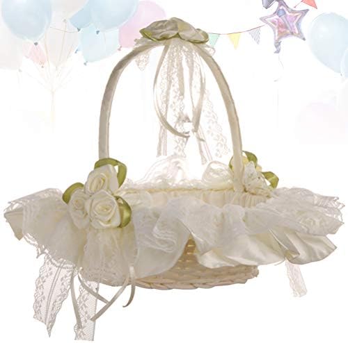 Valiclud Wedding Flower Girl Basket Lace Bride Basket para Decoração de festa de decoração de cerimônia de noiva